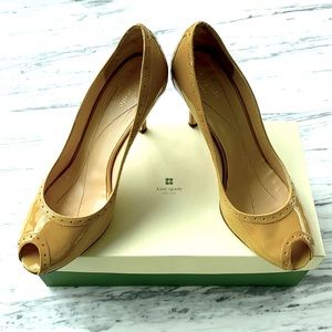 Kate Spade Giselle Camel Leather Patent Pumps